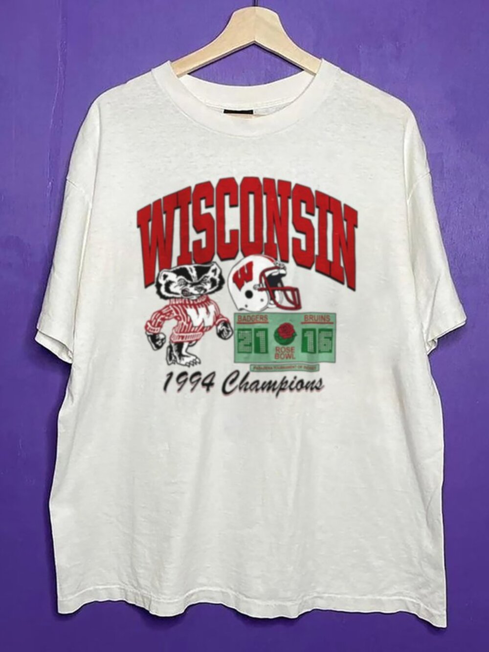 Vintage 1994 Wisconsin Badgers Rose Bowl Crewneck Shirt, Men's Football Shirt